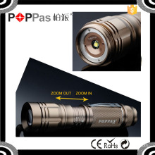 Poppas S10 Gold 400lumen Aluminum Rechargeable Zoom Easy Carry Adjustable LED Flash Light